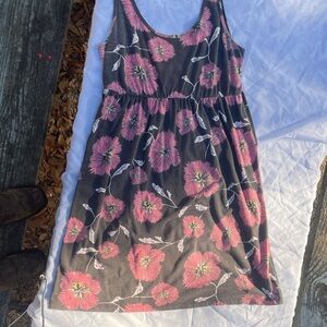 Faded Glory Gray and Pink Floral Asymmetrical Dress